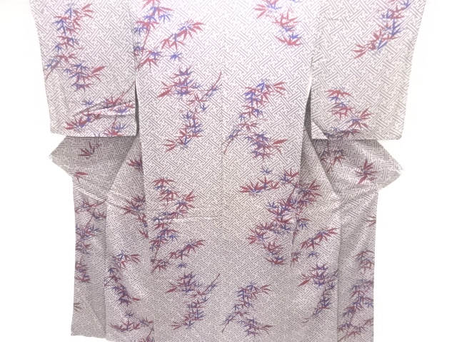 JAPANESE KIMONO / ANTIQUE KIMONO / SILK / CHIRIMEN / BAMBOO GRASS